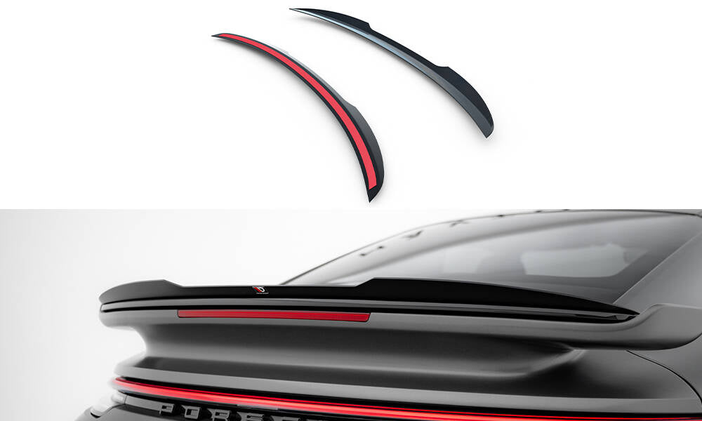 Maxton Design Spoiler CAP passend für Porsche 911 Turbo S Sport Package 992 schwarz Hochglanz