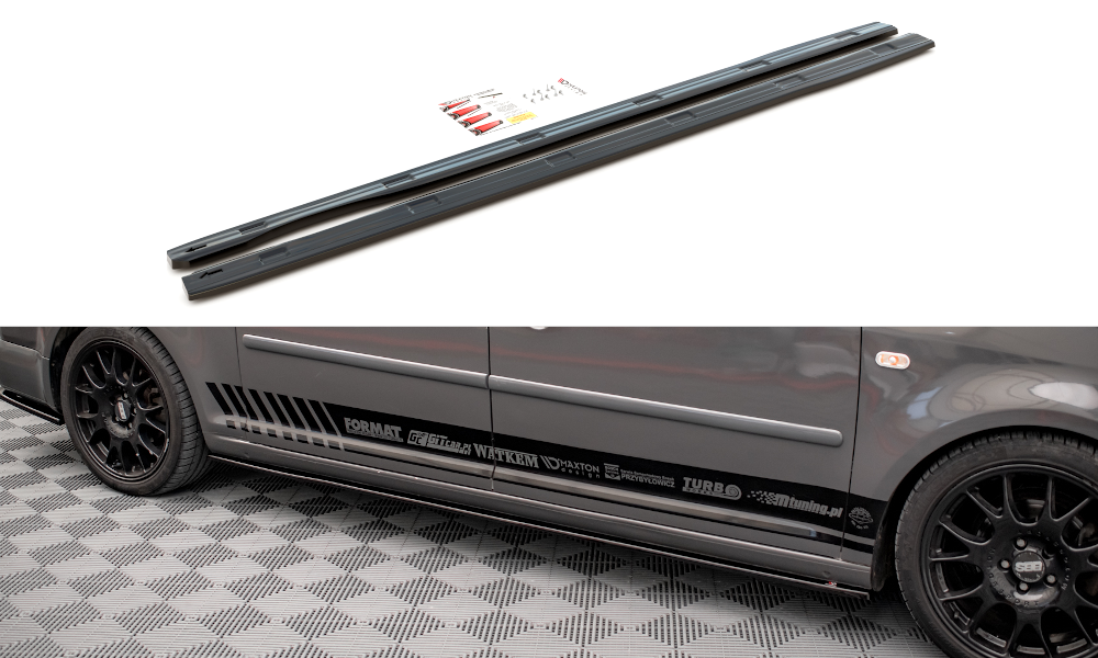 Maxton Design Street+ Seitenschweller Leisten passend für VW Caddy Long Mk3 Facelift schwarz Hochglanz