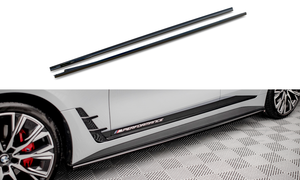 Maxton Design Street+ Seitenschweller Leisten V.2 passend für BMW i4 M-Paket G26 schwarz Hochglanz