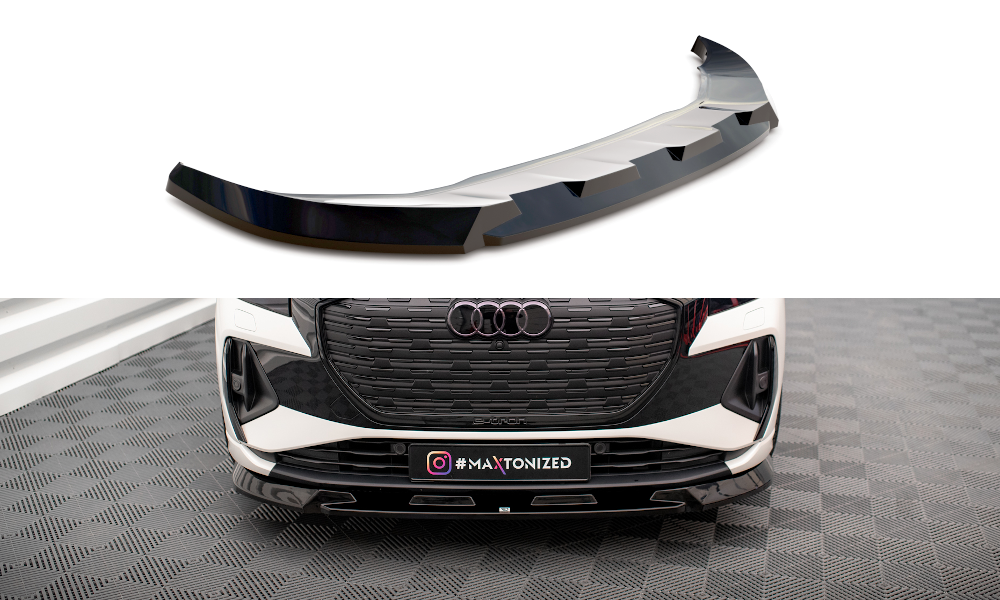 Maxton Design Street+ Spoilerlippe Front Ansatz V.1 passend für Audi Q4 e-tron Sportback S-line Mk1 schwarz Hochglanz