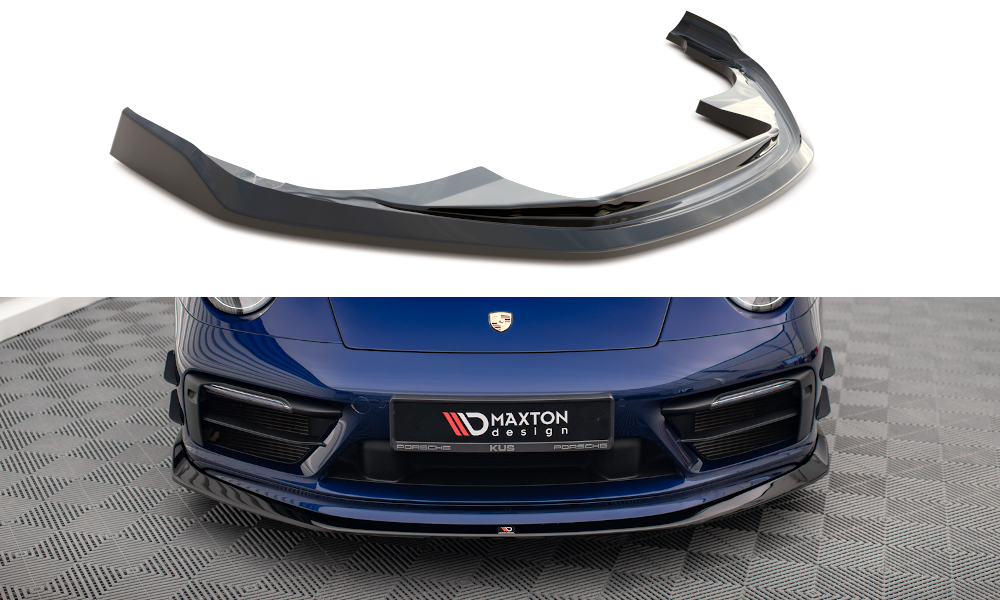 Maxton Design Street+ Spoilerlippe Front Ansatz V.2 passend für Porsche 911 Carrera Aero / Carrera GTS 992 schwarz Hochglanz