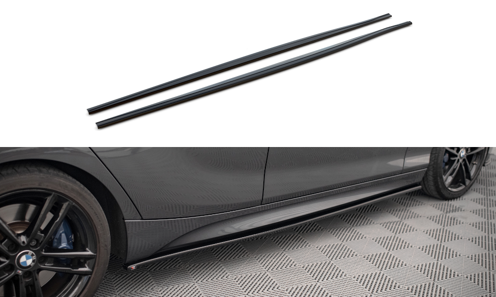 Maxton Design Street+ Seitenschweller Leisten passend für V.1 passend für BMW 1er F20 M135i / M140i / M-Paket schwarz Hochglanz