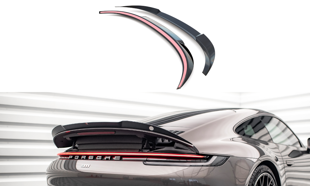 Maxton Design Spoiler CAP passend für Porsche 911 Carrera 4S 992 schwarz Hochglanz