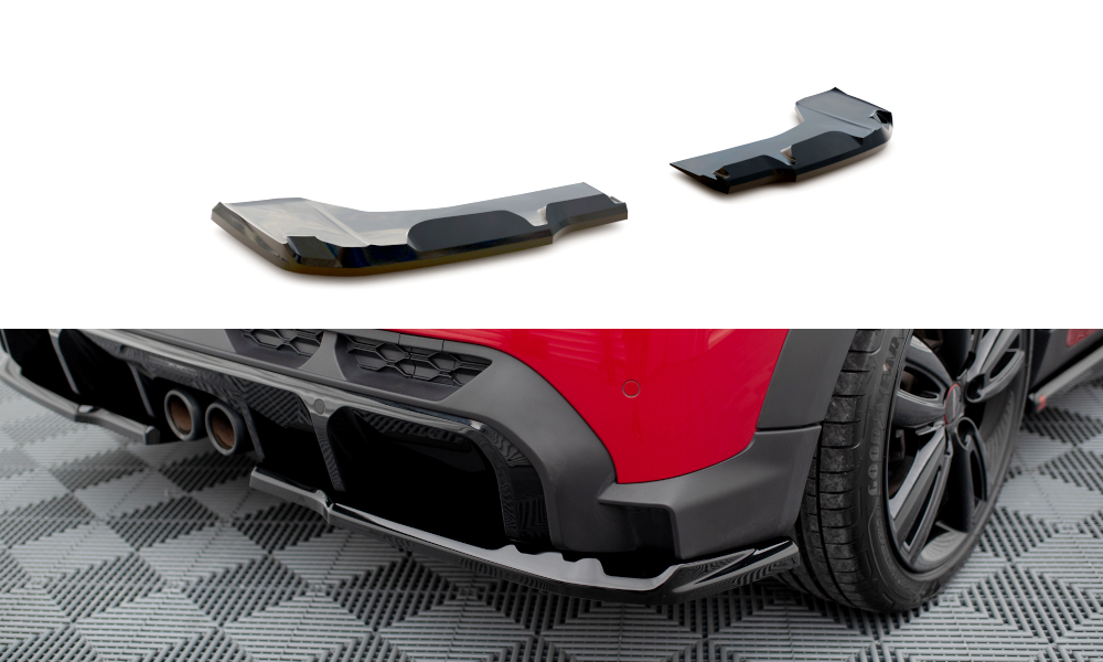 Maxton Design Heck Ansatz Flaps Diffusor passend für Mini Cooper S John Cooper Works F55 Facelift schwarz Hochglanz