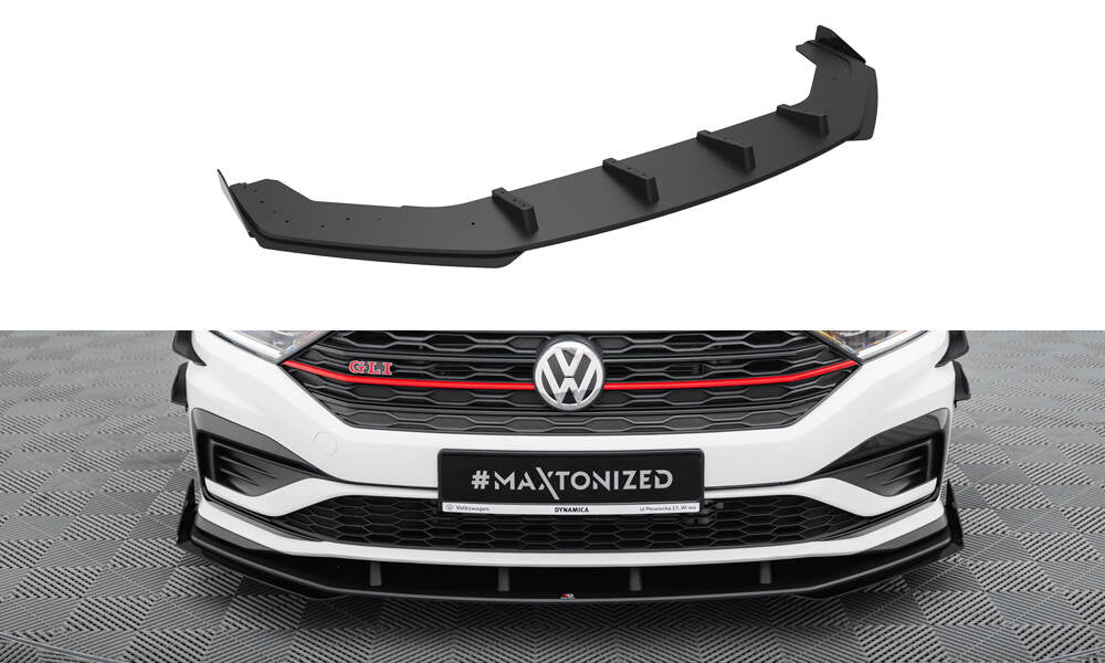 Maxton Design Street Pro Street+ Spoilerlippe Front Ansatz + Flaps passend für Ford Mustang GT Mk6 schwarz Hochglanz