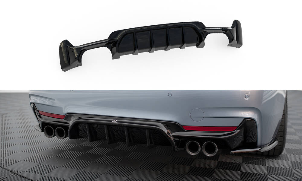 Maxton Design Diffusor Heck Ansatz passend für BMW 4er Coupe / Gran Coupe / Cabrio M-Paket F32 / F36 / F33 (Doppelauspuff li. re.)