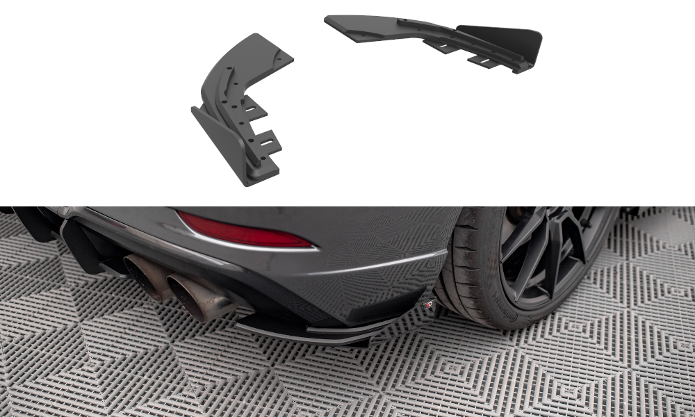 Maxton Design Street Pro Heck Ansatz Flaps Diffusor + Flaps passend für Audi S3 Sportback 8V Facelift schwarz Hochglanz