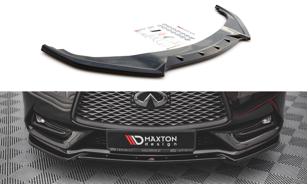 Maxton Design Street+ Spoilerlippe Front Ansatz passend für Infiniti Q60 S Mk2 schwarz Hochglanz