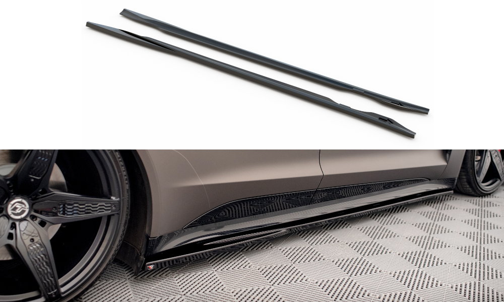 Maxton Design Street+ Seitenschweller Leisten passend für V.1 passend für Audi e-Tron GT / RS GT Mk1 schwarz Hochglanz