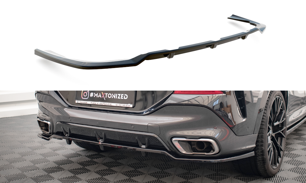 Maxton Design Street+ Mittlerer Diffusor RACE V.2 passend für BMW X6 M-Paket G06 schwarz Hochglanz