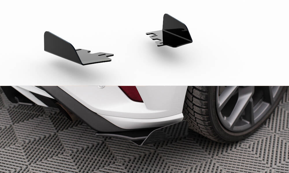 Maxton Design Hintere Seiten Flaps passend für Ford Focus ST Mk4 schwarz Hochglanz
