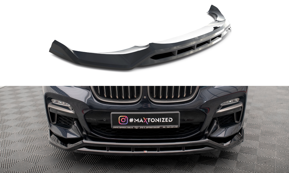 Maxton Design Street+ Spoilerlippe Front Ansatz V.2 passend für BMW X4 M-Paket G02 schwarz Hochglanz