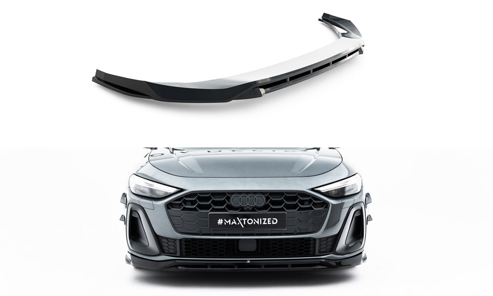 Maxton Design Street+ Spoilerlippe Front Ansatz V.1 passend für Audi A5 S-Line / S5 Limousine / Avant B10 schwarz Hochglanz