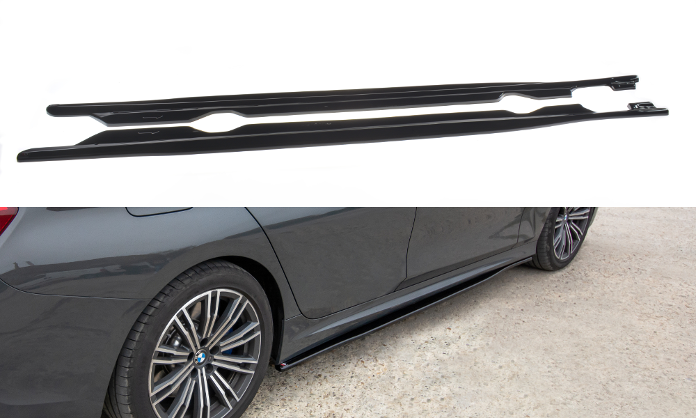 Maxton Design Street+ Seitenschweller Leisten passend für BMW 3er M-Paket G20 schwarz Hochglanz