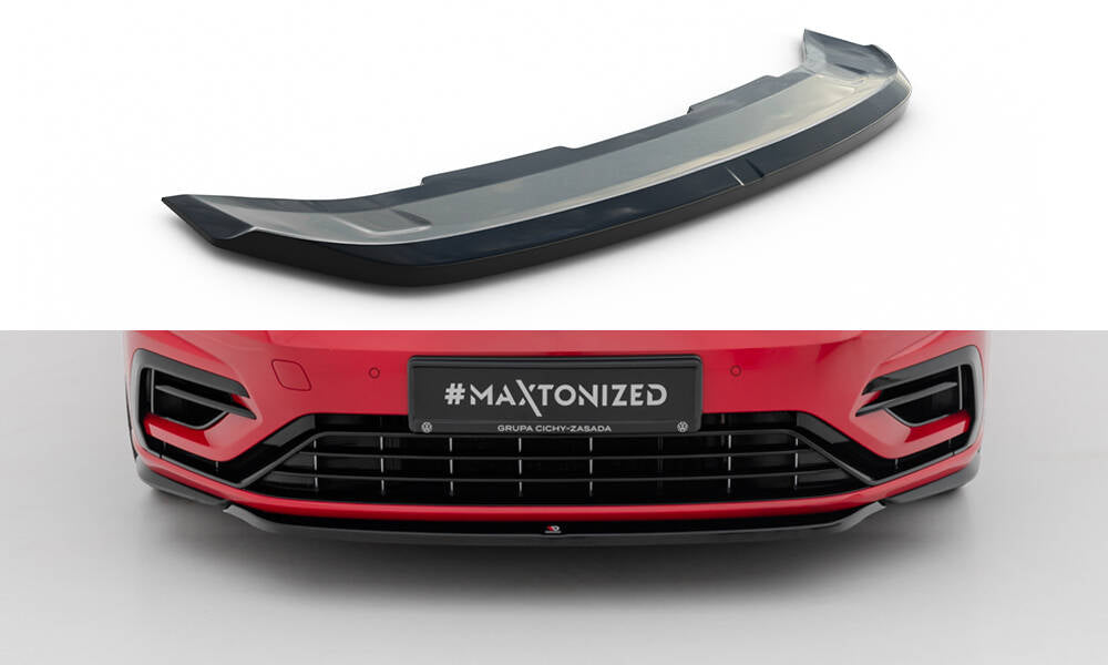 Maxton Design Street+ Spoilerlippe Front Ansatz V.5 passend für VW Golf R / R-Line Mk7 Facelift schwarz Hochglanz