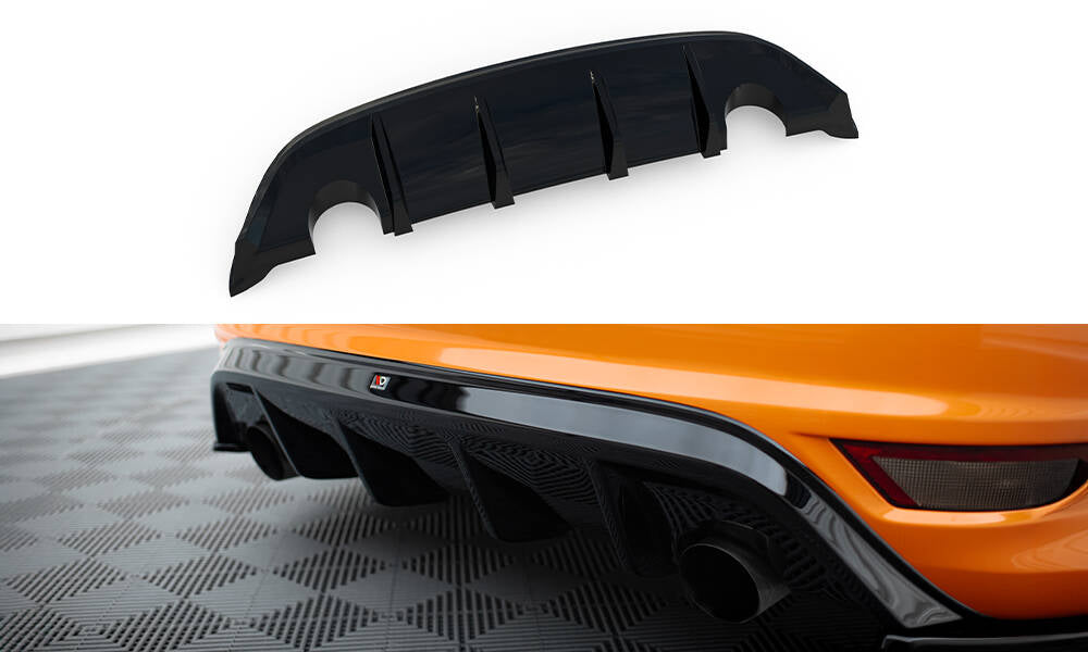 Maxton Design Diffusor Heck Ansatz passend für Ford Focus ST Mk2 FL schwarz Hochglanz