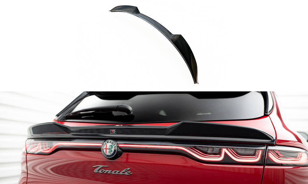 Maxton Design Niedriger Spoiler CAP 3D passend für Alfa Romeo Tonale Mk1 schwarz Hochglanz