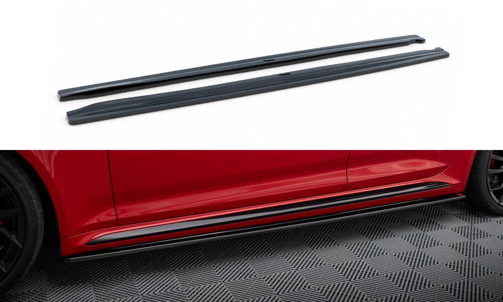 Maxton Design Street+ Seitenschweller Leisten passend für Audi RS4 B9 / B9 Facelift schwarz Hochglanz