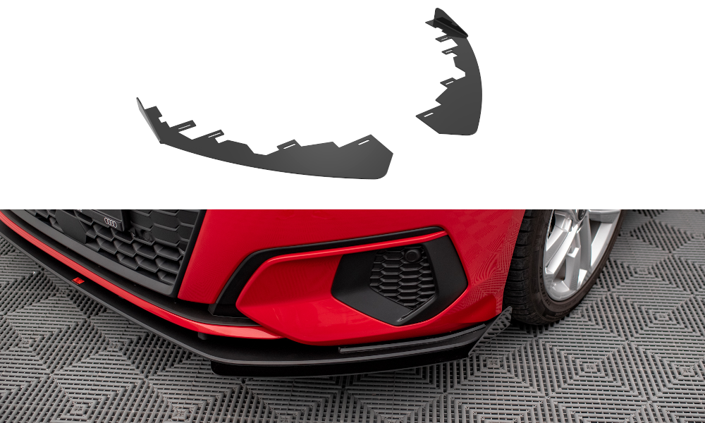 Maxton Design Front Stoßstange Flaps passend für Audi A3 8Y schwarz Hochglanz
