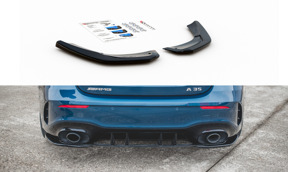 Maxton Design Heck Ansatz Flaps Diffusor passend für Mercedes A35 AMG Aero Hatchback W177 schwarz Hochglanz