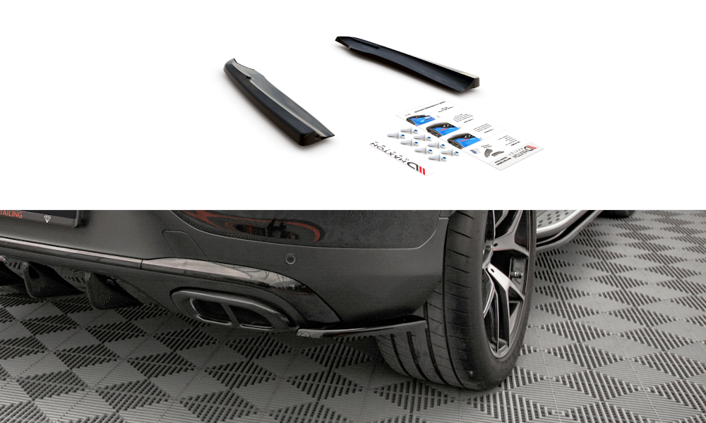 Maxton Design Heck Ansatz Flaps Diffusor passend für Mercedes-Benz GLC Coupe AMG-Line C253 Facelift schwarz Hochglanz