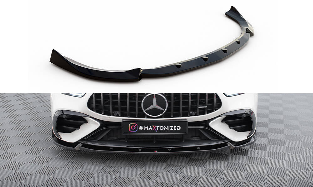 Maxton Design Street+ Spoilerlippe Front Ansatz V.2 passend für Mercedes-AMG GT 43 4 Door Coupe V8 Styling Package X290 schwarz Hochglanz