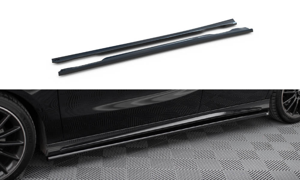Maxton Design Street+ Seitenschweller Leisten passend für Mercedes-Benz A AMG-Line W176 Facelif schwarz Hochglanz