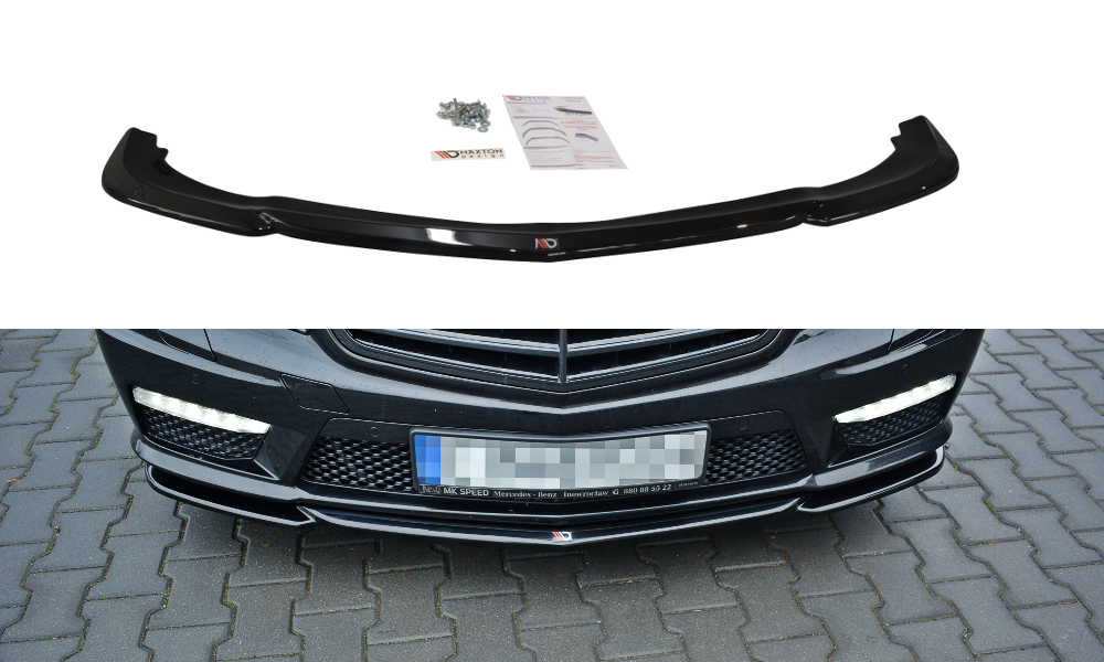 Maxton Design Street+ Spoilerlippe Front Ansatz V.1 passend für Mercedes E63 AMG W212 schwarz Hochglanz
