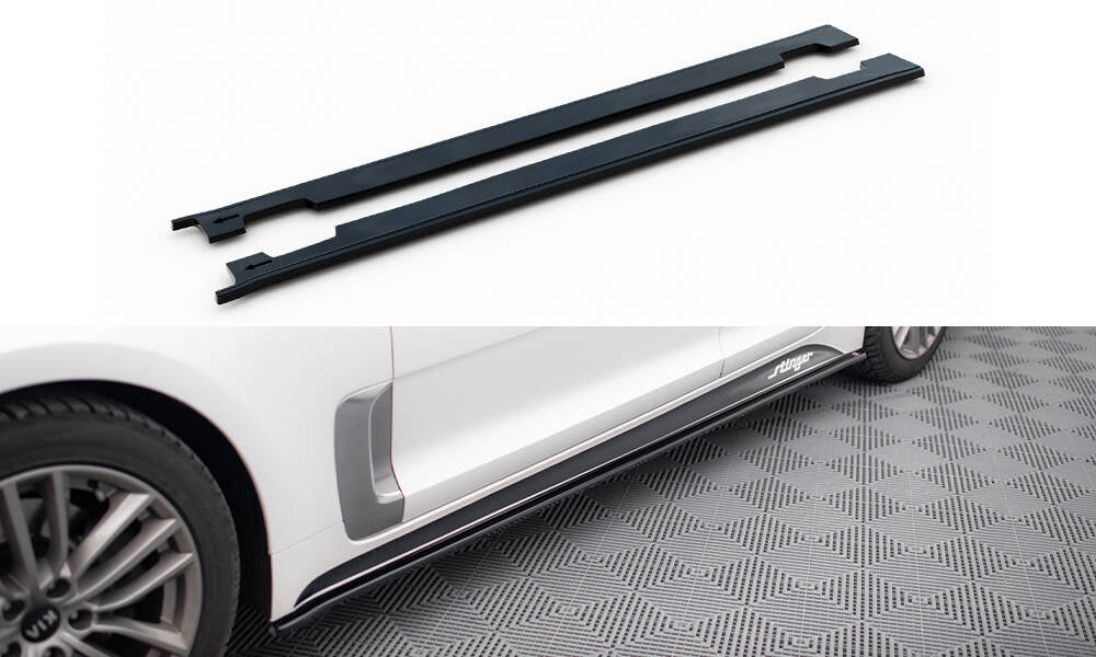 Maxton Design Street+ Seitenschweller Leisten passend für Kia Stinger GT / GT-Line / Standard Mk1 schwarz Hochglanz