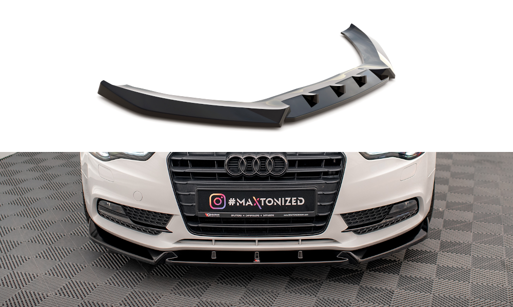 Maxton Design Street+ Spoilerlippe Front Ansatz V.1 passend für Audi A5 Coupe / Sportback 8T Facelift schwarz Hochglanz