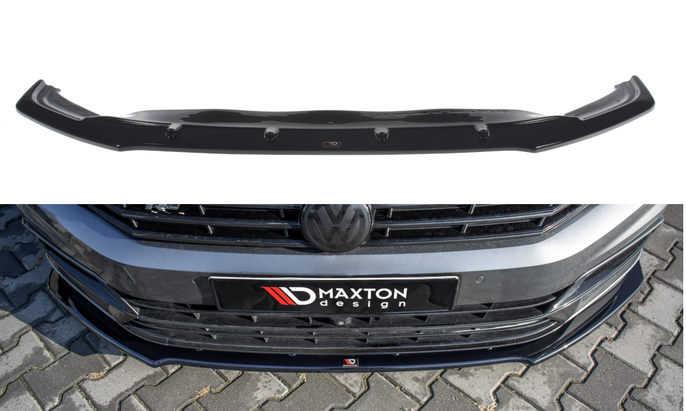 Maxton Design Street+ Spoilerlippe Front Ansatz V.1 passend für VW Passat R-Line B8 schwarz Hochglanz