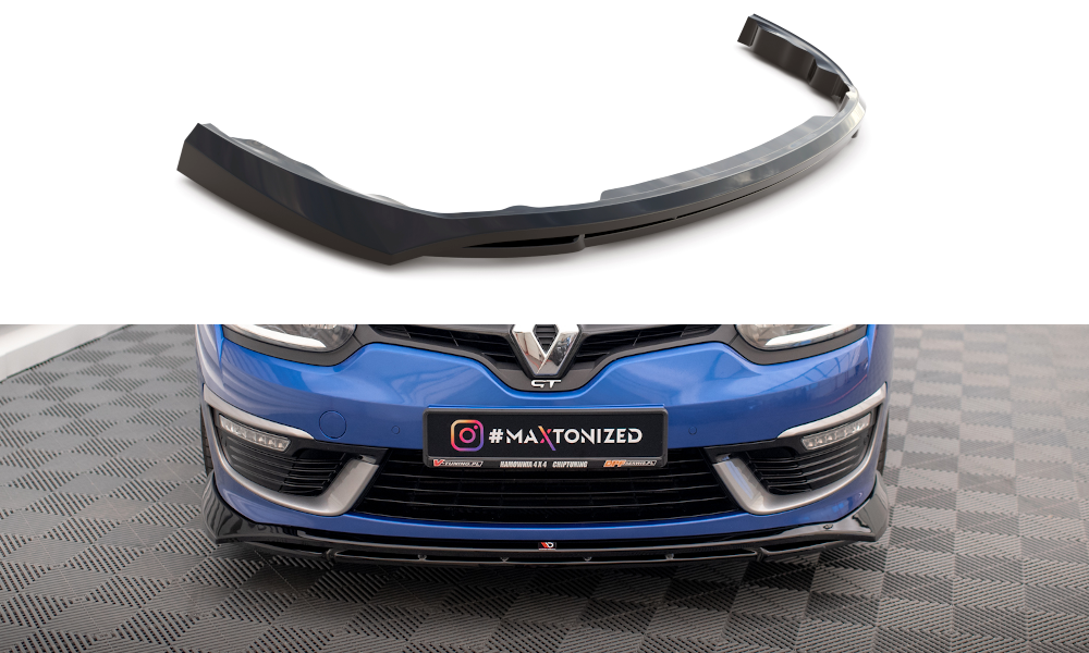 Maxton Design Street+ Spoilerlippe Front Ansatz passend für Renault Megane GT Line Grandtour Mk3 Facelift schwarz Hochglanz