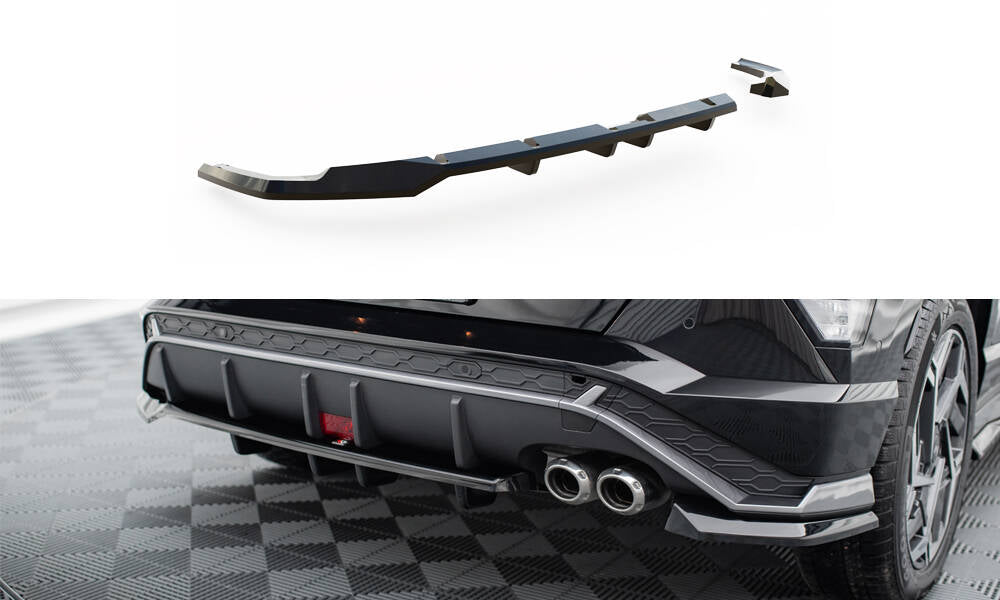 Maxton Design Street+ Mittlerer Diffusor RACE passend für Hyundai Kona N-Line Mk2 schwarz Hochglanz