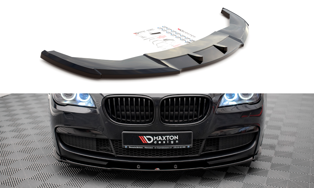 Maxton Design Street+ Spoilerlippe Front Ansatz V.1 passend für BMW 7 M-Paket F01 schwarz Hochglanz