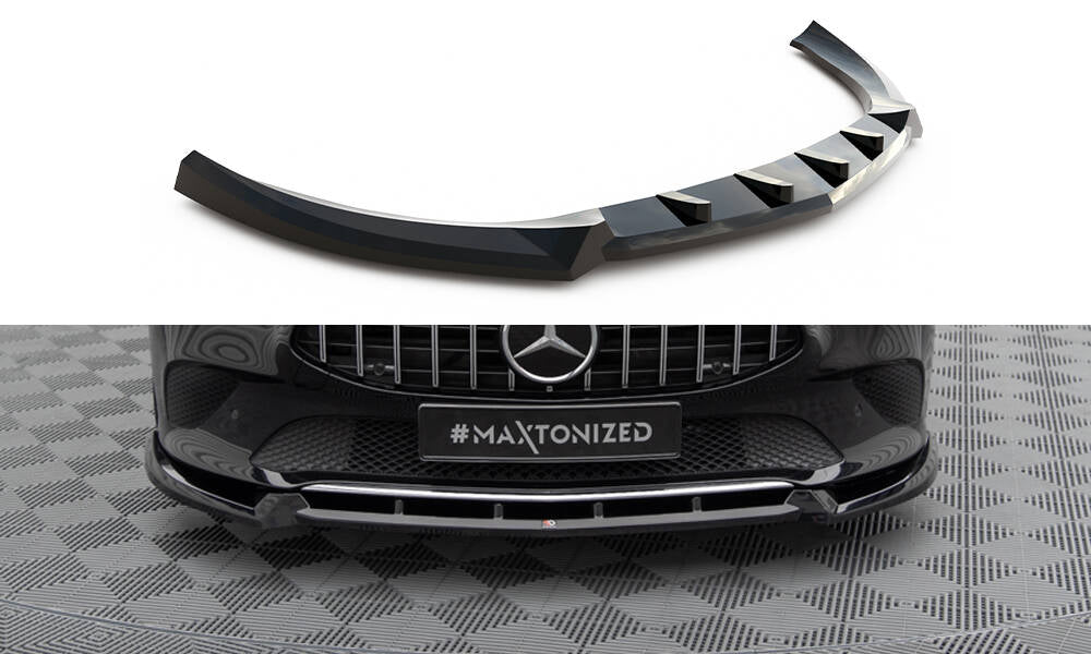 Maxton Design Street+ Spoilerlippe Front Ansatz V.2 passend für Mercedes-Benz CLA C118 schwarz Hochglanz