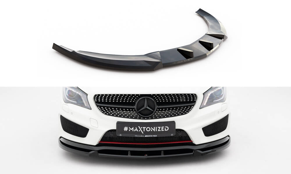 Maxton Design Street+ Spoilerlippe Front Ansatz passend für Mercedes-Benz CLA AMG-Line C117 schwarz Hochglanz