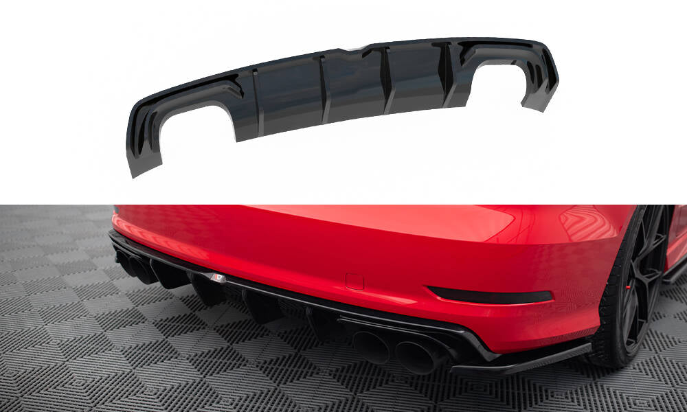 Maxton Design Diffusor Heck Ansatz passend für Audi S3 Limousine 8V schwarz Hochglanz