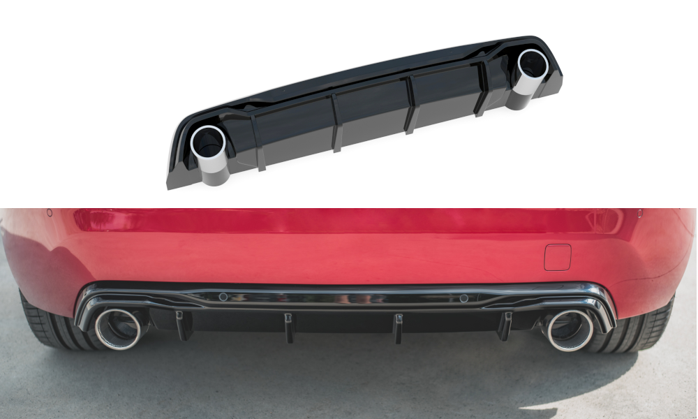 Maxton Design Diffusor Heck Ansatz + Endrohre für Peugeot 308 GT Mk2 Facelift