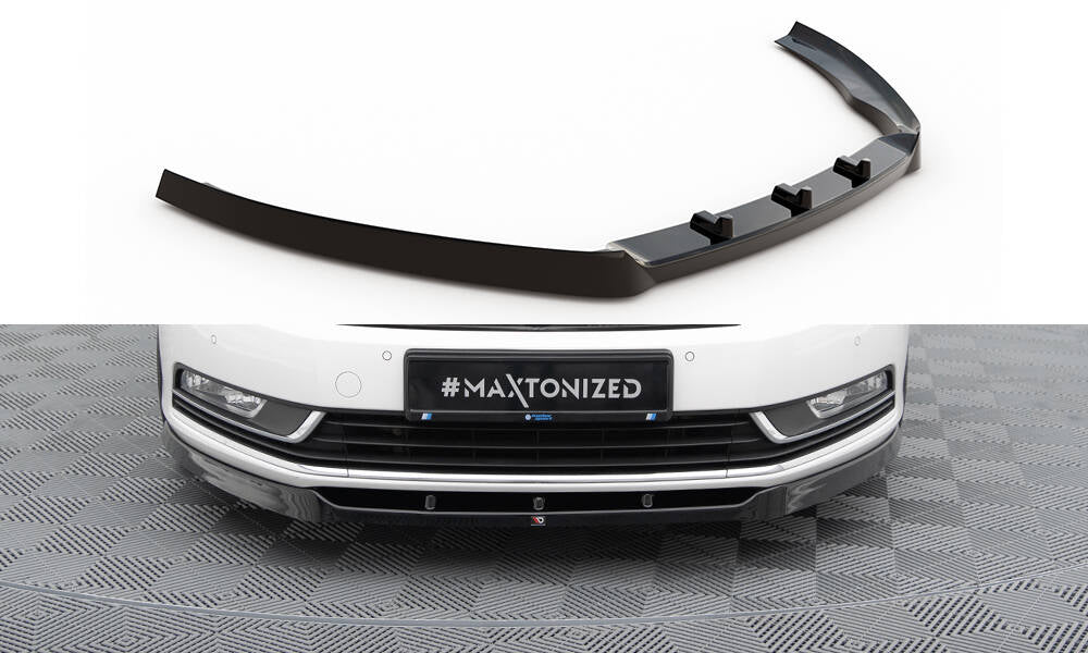 Maxton Design Street+ Spoilerlippe Front Ansatz V.1 passend für VW Passat B7 schwarz Hochglanz
