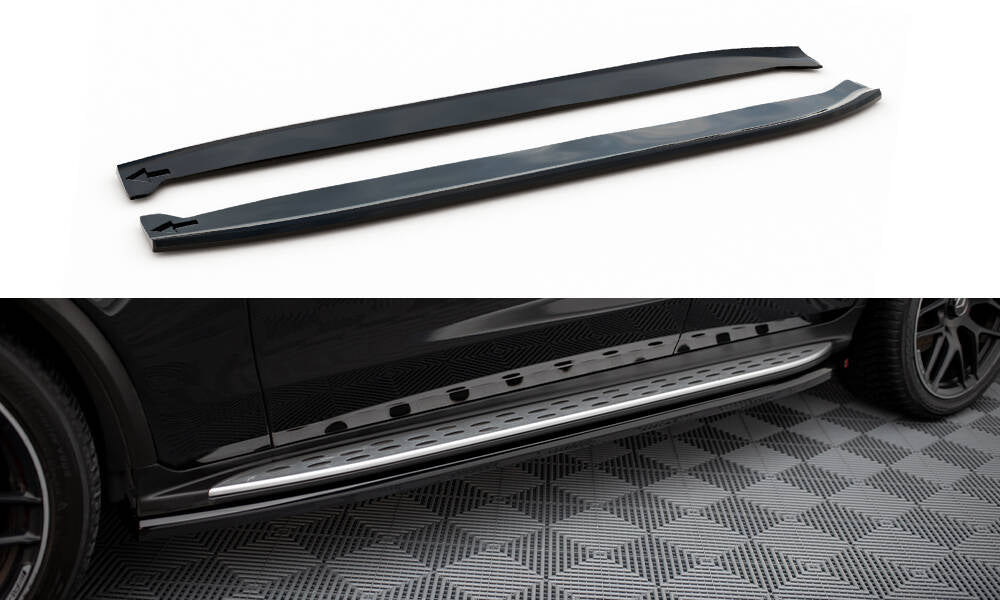 Maxton Design Street+ Seitenschweller Leisten passend für Mercedes-AMG GLC 63 / 43 SUV / Coupe X253 / C253 schwarz Hochglanz