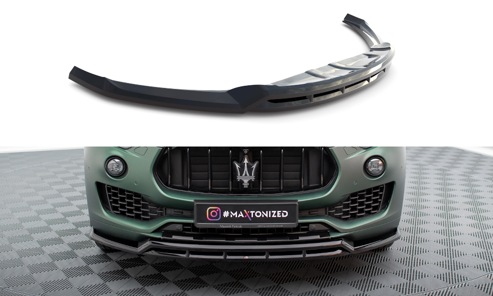 Maxton Design Street+ Spoilerlippe Front Ansatz V.2 passend für Maserati Levante Mk1 schwarz Hochglanz
