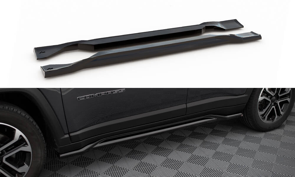 Maxton Design Street+ Seitenschweller Leisten passend für Jeep Compass Limited Mk2 Facelift schwarz Hochglanz