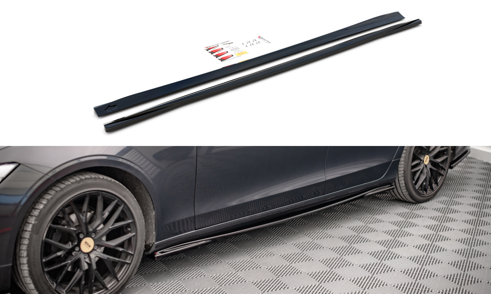 Maxton Design Street+ Seitenschweller Leisten passend für Volvo V90 Mk2 schwarz Hochglanz