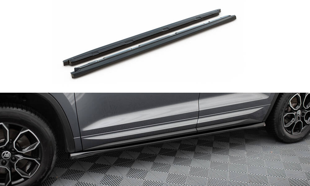 Maxton Design Street+ Seitenschweller Leisten passend für Skoda Kodiaq Sportline Mk1 Facelift schwarz Hochglanz