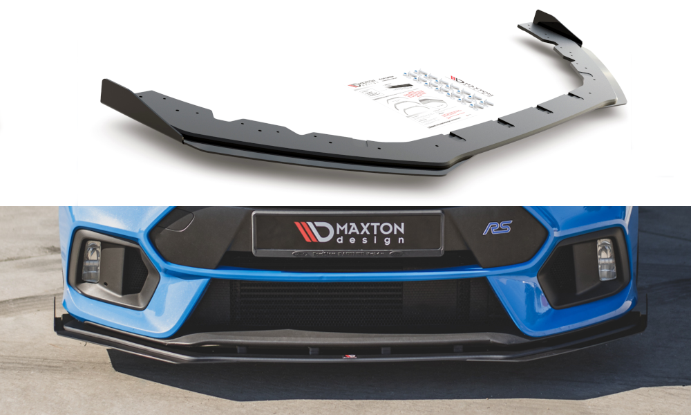 Maxton Design Street Pro Street+ Spoilerlippe Front Ansatz passend für + Flaps passend für Ford Focus RS Mk3 schwarz Hochglanz