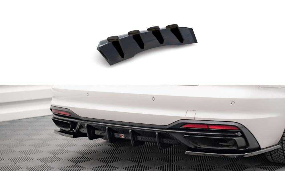 Maxton Design Diffusor Heck Ansatz passend für Audi A4 B9 Facelift schwarz Hochglanz
