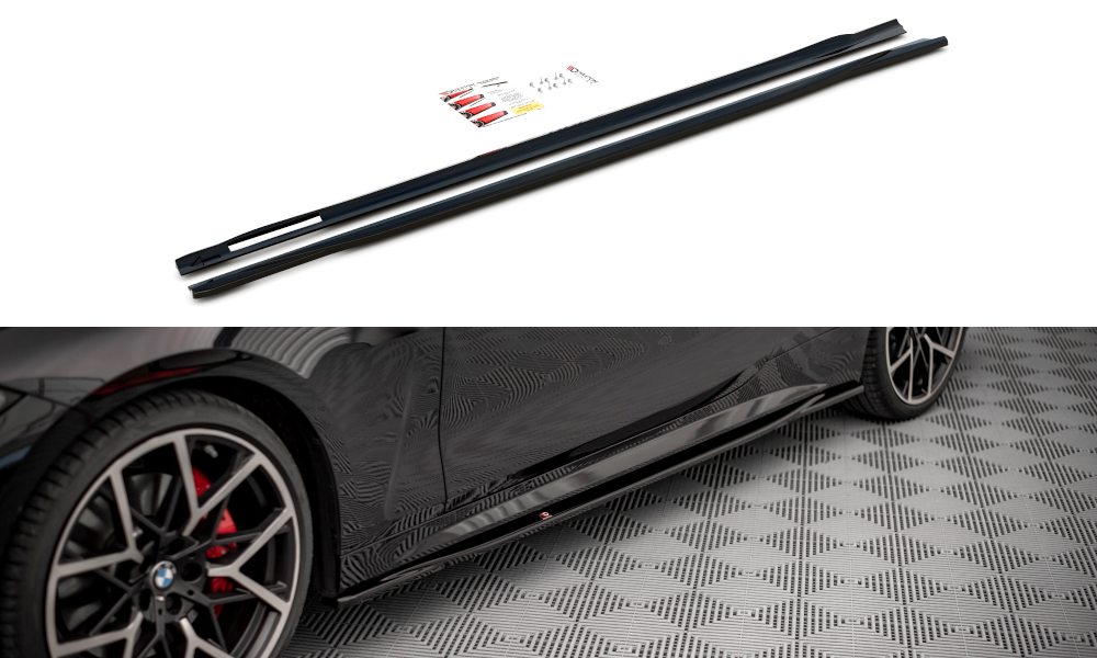 Maxton Design Seitenschweller Ansatz für V.3 für BMW 4er M-Paket G22 Carbon Look