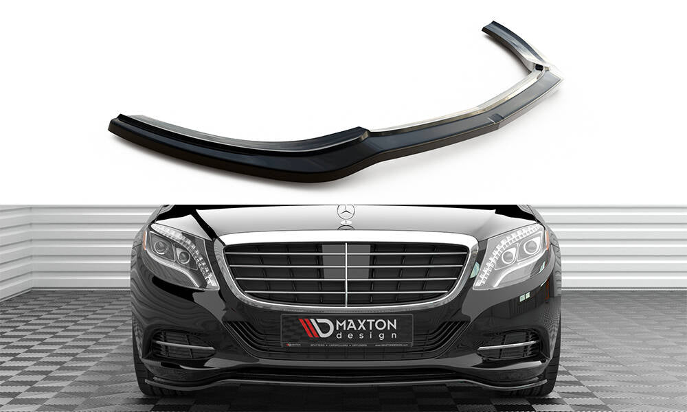 Maxton Design Street+ Spoilerlippe Front Ansatz V.1 passend für Mercedes-Benz S W222 schwarz Hochglanz