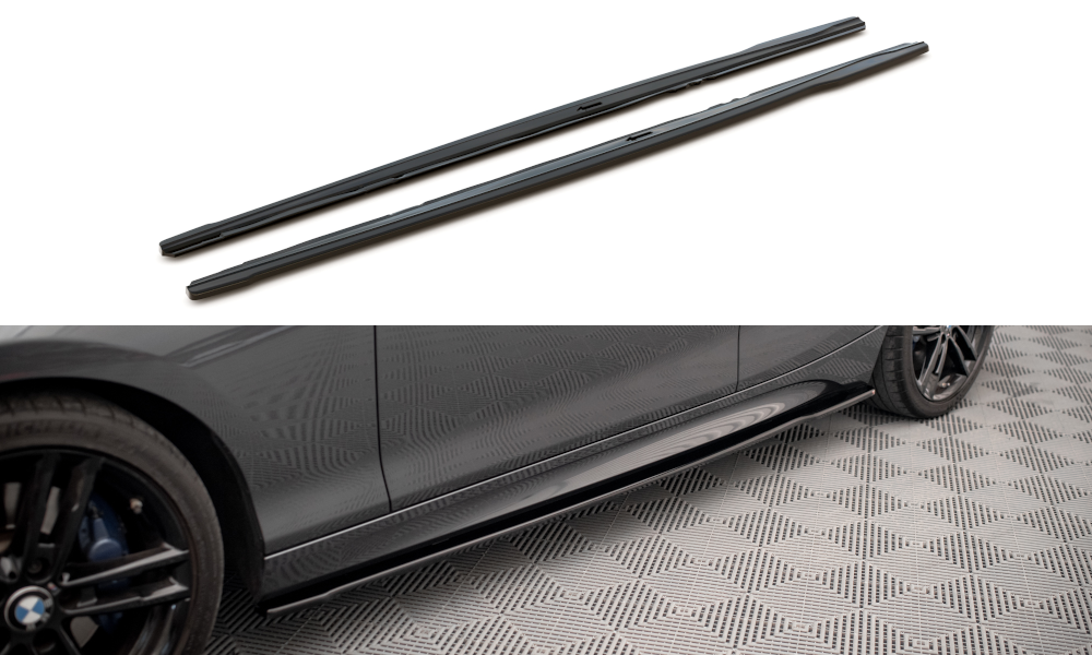Maxton Design Street+ Seitenschweller Leisten V.2 passend für. BMW 1er M135i / M140i / M-Paket F20 schwarz Hochglanz