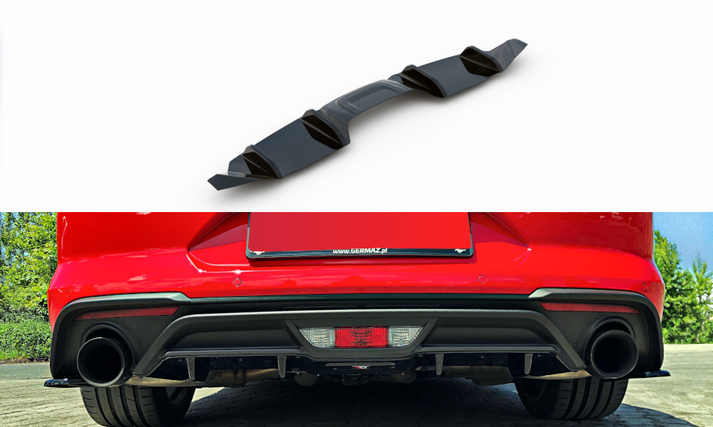 Maxton Design Diffusor Heck Ansatz für Ford Mustang Mk. 6 Facelift Carbon Look